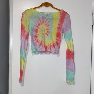 Truly Madly Deeply - Long Sleeve Crop Tie-Dye Crew Top